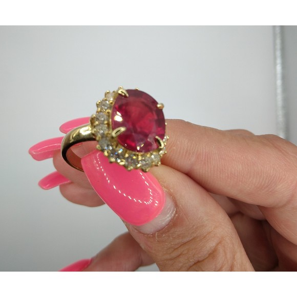 14kt Yellow Gold Ruby Dimond Ring (Pointy Prongs) - Picture 5 of 9